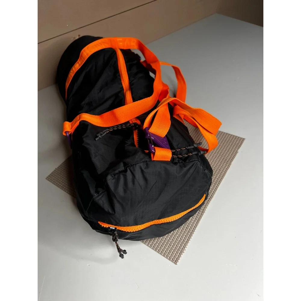 Nike ACG Packable Duffel Bag Black Orange Ripstop Nylon Travel Gym Bag
